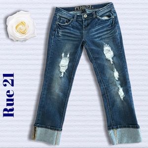 Rue 21 - Size 1/2 Distressed Cuffed Jeans